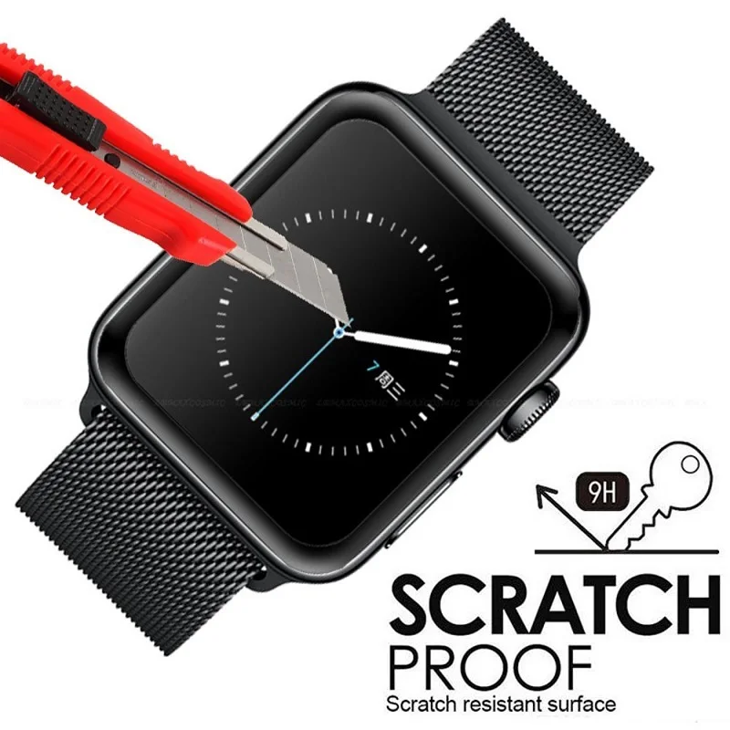 100PCS 3D Full Screen Glue Tempered Glass For Apple Watch Series 1/2/3/4 38mm 42mm 40mm 44mm Screen Protector Protective Film
