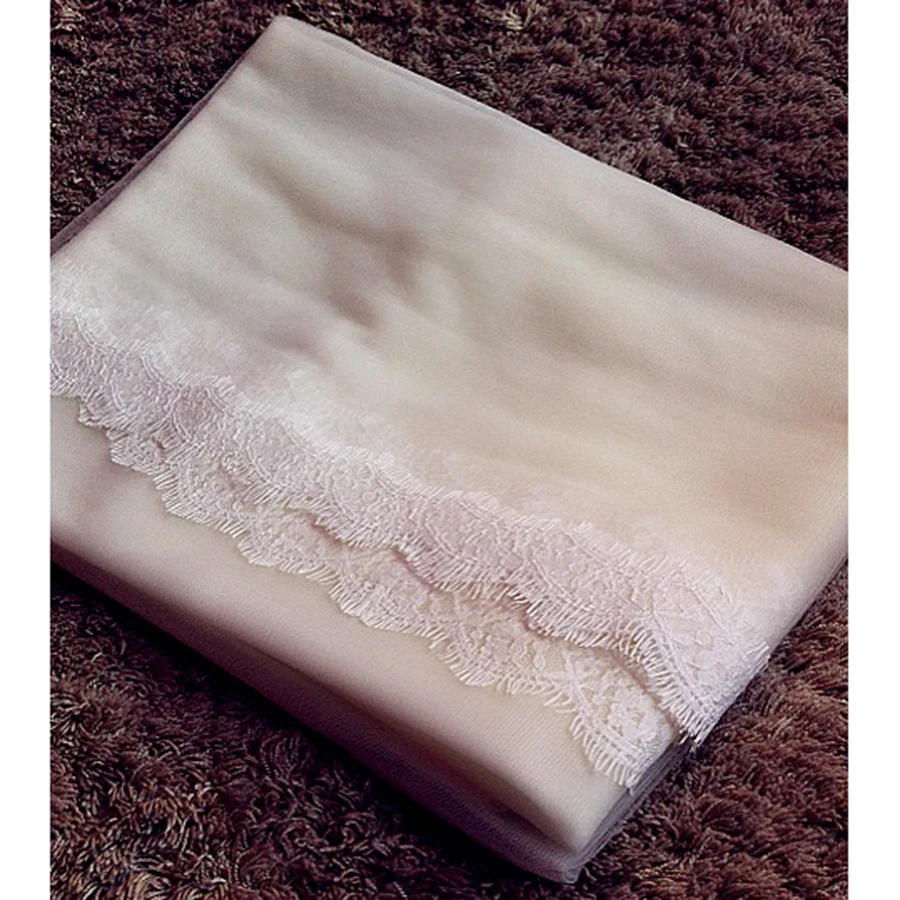 

layer one ivory White Lace Edge Wedding Accessories Veils 1.5m Bridal Veil