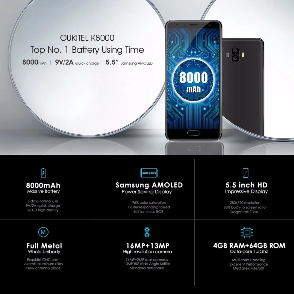 Оригинальный Oukitel K8000 4 г LTE мобильный телефон ГБ Оперативная память 64 Встроенная