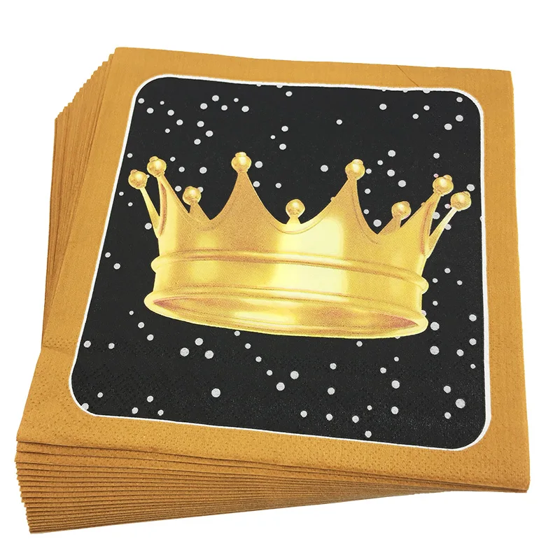 crown 20 шт./партия, Новые Креативные серебристые золотые бумажные салфетки с пентаграммой, милое полотенце-салфетка для дня рождения, вечерние принадлежности и украшения - Цвет: crown