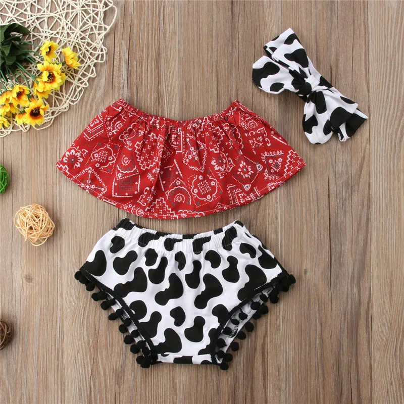 

Floral Off Shoulder Tops Shirt Outfits Tassel Shorts Cotton Outfits 3PCS Girl 0-24M Toddler Infant Kids Baby Girl Clothes Set