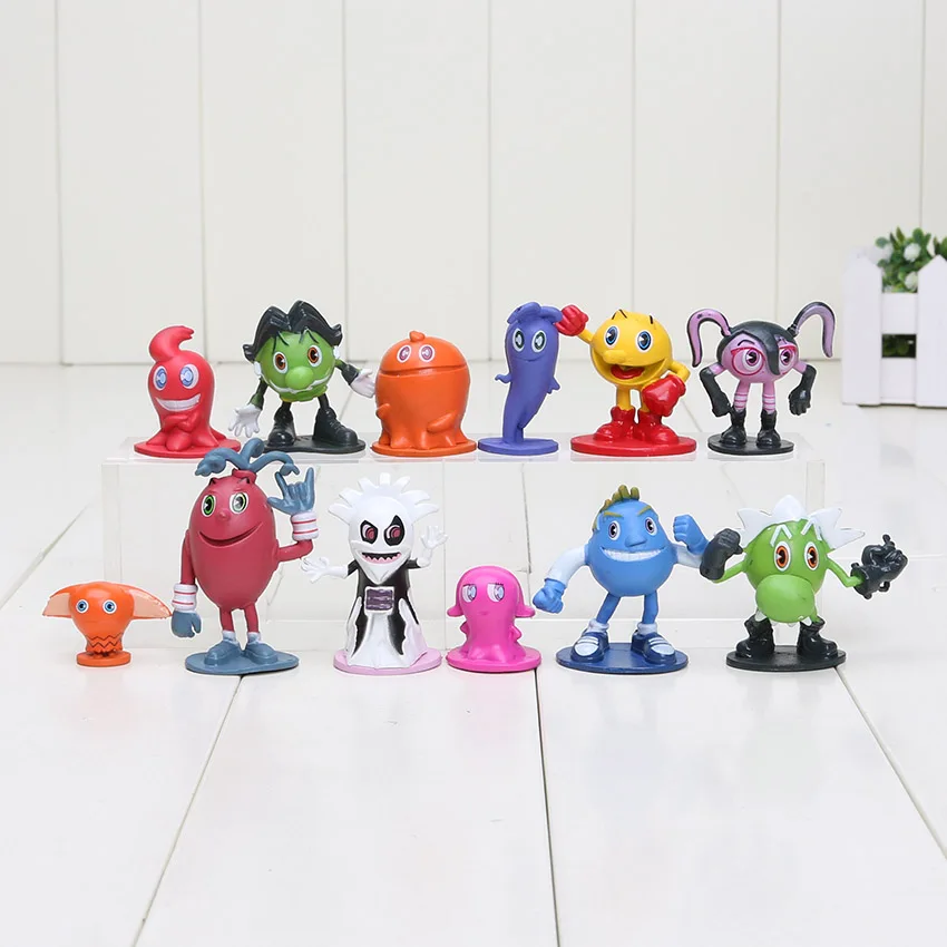 12pcs/lot Pacman Pixels Miniatures Action Figures Pac Man Ghostly