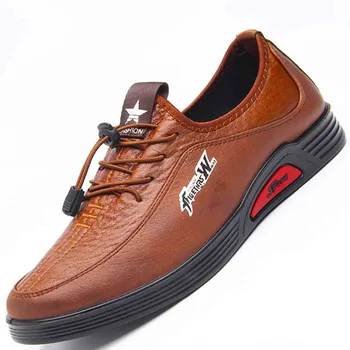 

Portable Lace-free Strap Waterproof Non-slip Spring Men's Business Casual Shoes England Fashion Middle-aged Casual Shoes