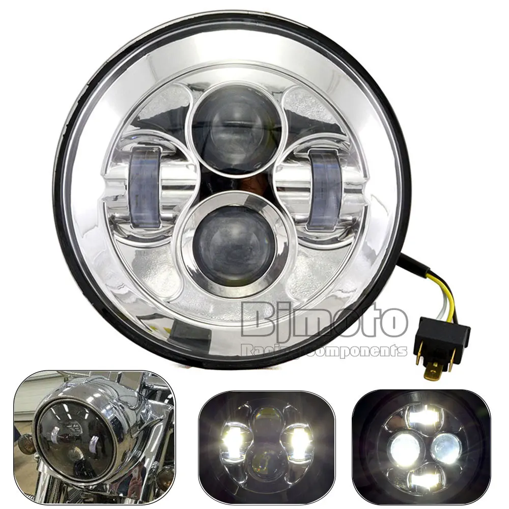 

HL-012-CR 7 Inch 2 Color Waterproof Motorcycle LED Headlight Motorbike LED Driving Fog Spot Head Light Lamp For Harley