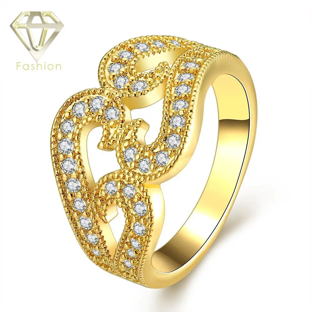 Baratos Anillos de Oro Clásico Geométrico Hueco Con Incrustaciones de Circonio Anillo de Dedo Color Oro Mejor de La Joyería para Las Mujeres Del Partido - AliExpress Joyería y accesorios