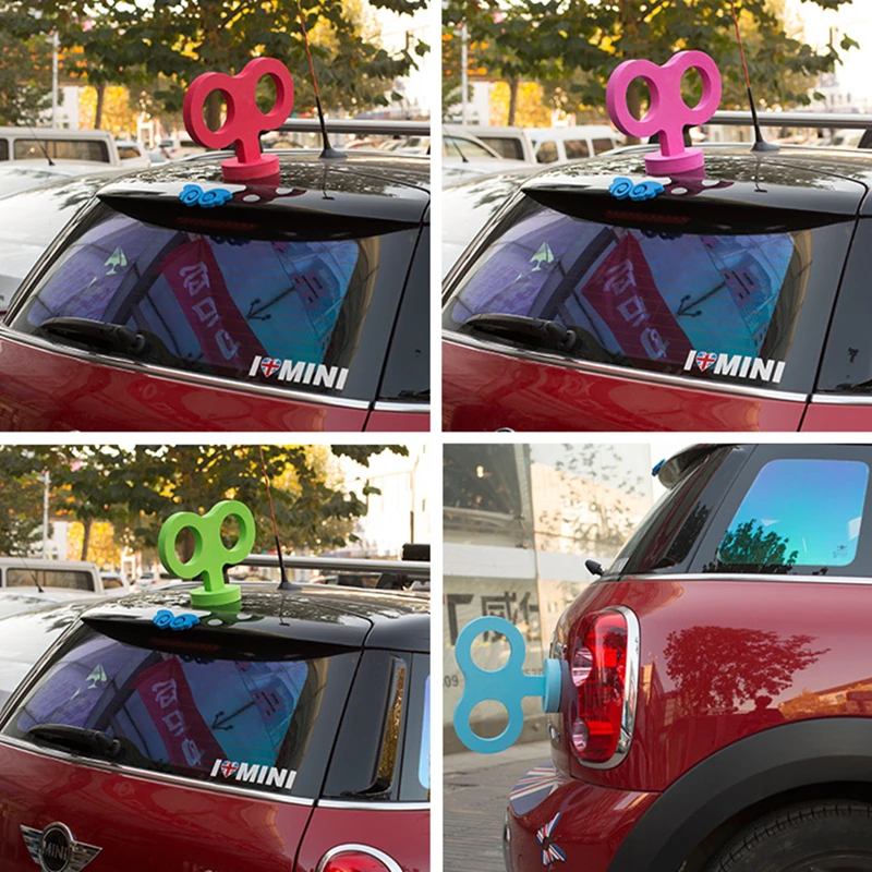 Funny 3D Clockwork Styling Car Roof Rabbit Ear Cartoon Creative Accessories Tail EVA 3M Sticker Uni