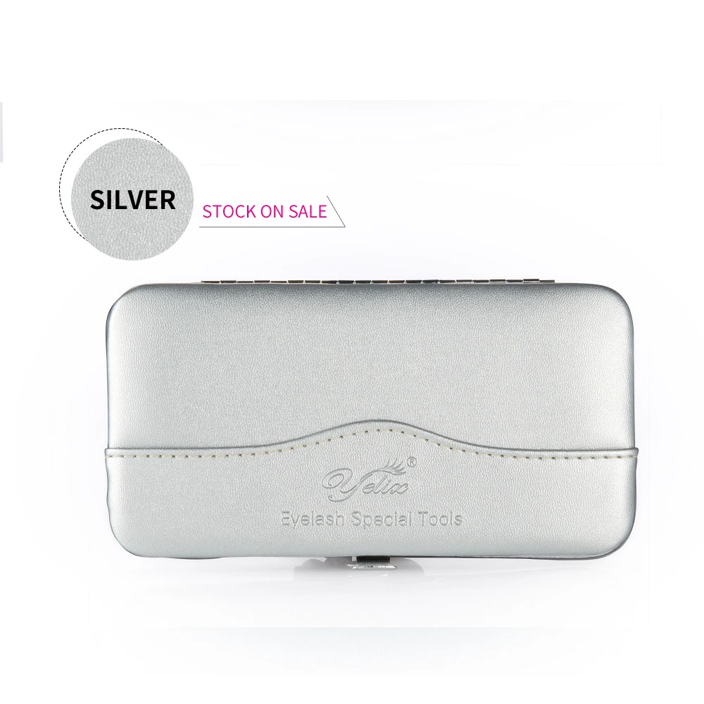 Yolix портативный ящик для хранения ресниц Щипцы для бровей Пинцет Набор сумка маленький размер косметический Чехол макияж коробки инструменты - Цвет: silver