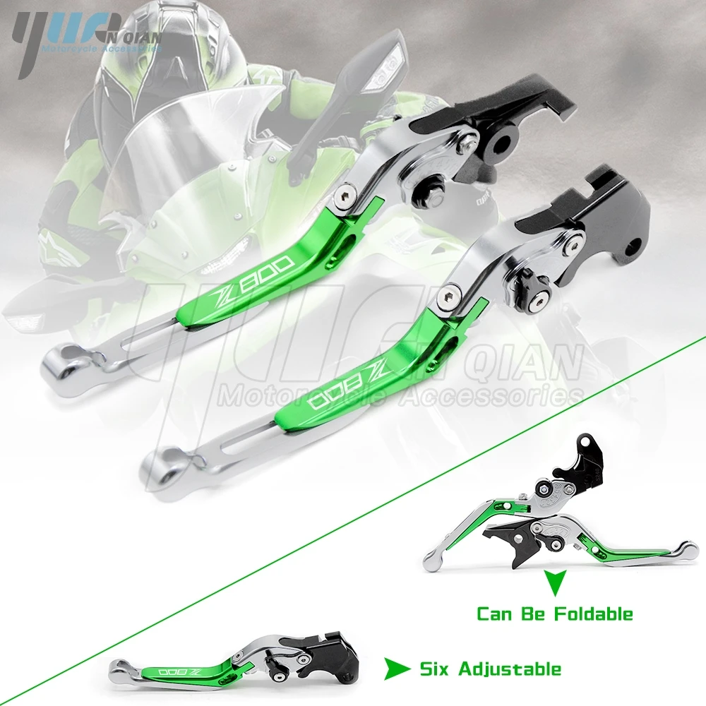 YUANQIAN Green Multicolor CNC Adjustable Povit Folding Brake Clutch Lever For KAWASAKI Z800 2013-2017 2014 2015 2016 z800 Z 800