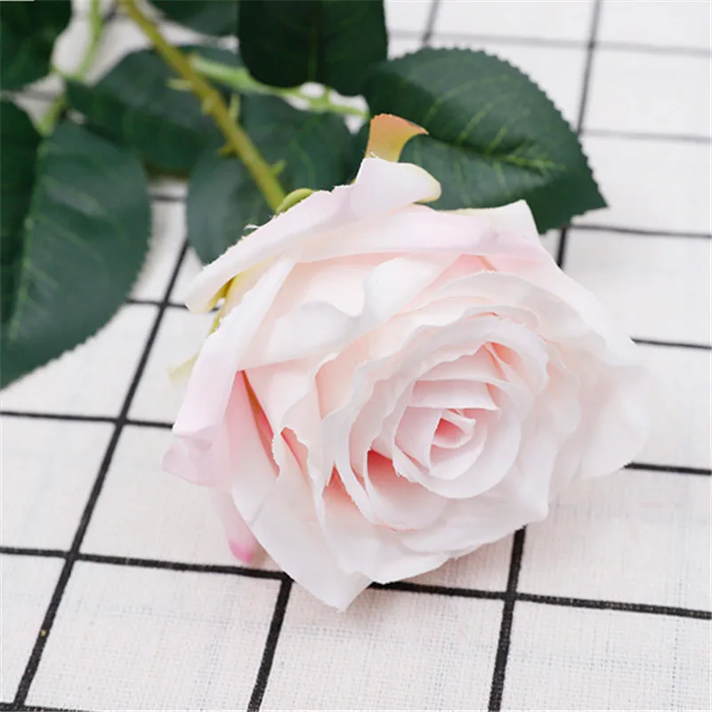 AOXUE, новинка, 4 цвета, 63 см, одиночное искусственное растение розы, для дома, гостиной, свадьбы, украшение, цветок, имитация розы, искусственный цветок, подарок - Цвет: light pink