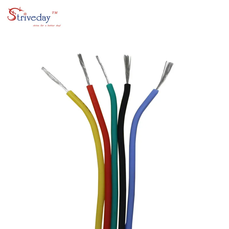28AWG 60 м гибкий силиконовый резиновый кабель провода многожильные провода Луженая Медь Линия Комплект микс 6 цветов Электрический провод DIY