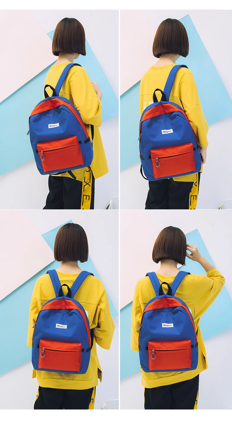 Menghuo Brand New Patchwork Women Backpacks Canvas Backpack Girls Rucksack School Backpacks for College Student Mochila Feminina (20)