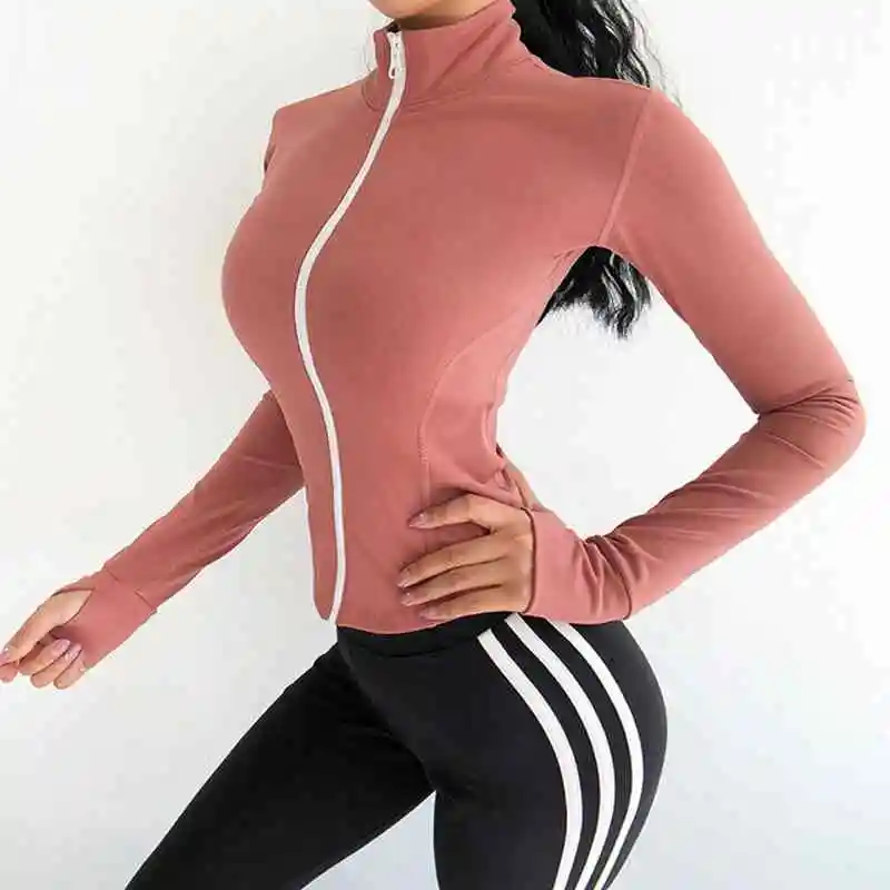 Топы спортивные для женщин Slim Fit Йога Топ спортивное пальто кроп топы на молнии