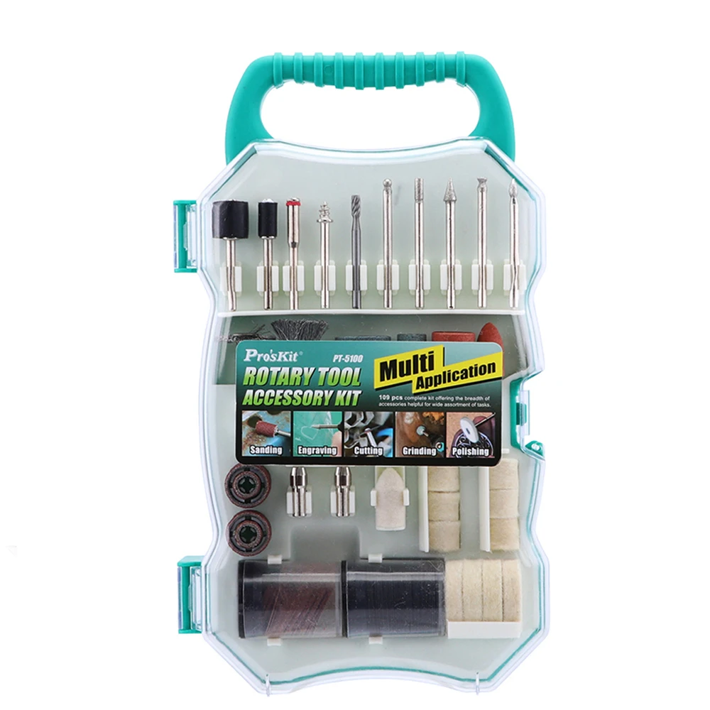 Grinding Rotary Tool Pro'skit PT-5100 Bits Set Manual Multifunctional DIY Electric Mini Drill With Clamp Accessories
