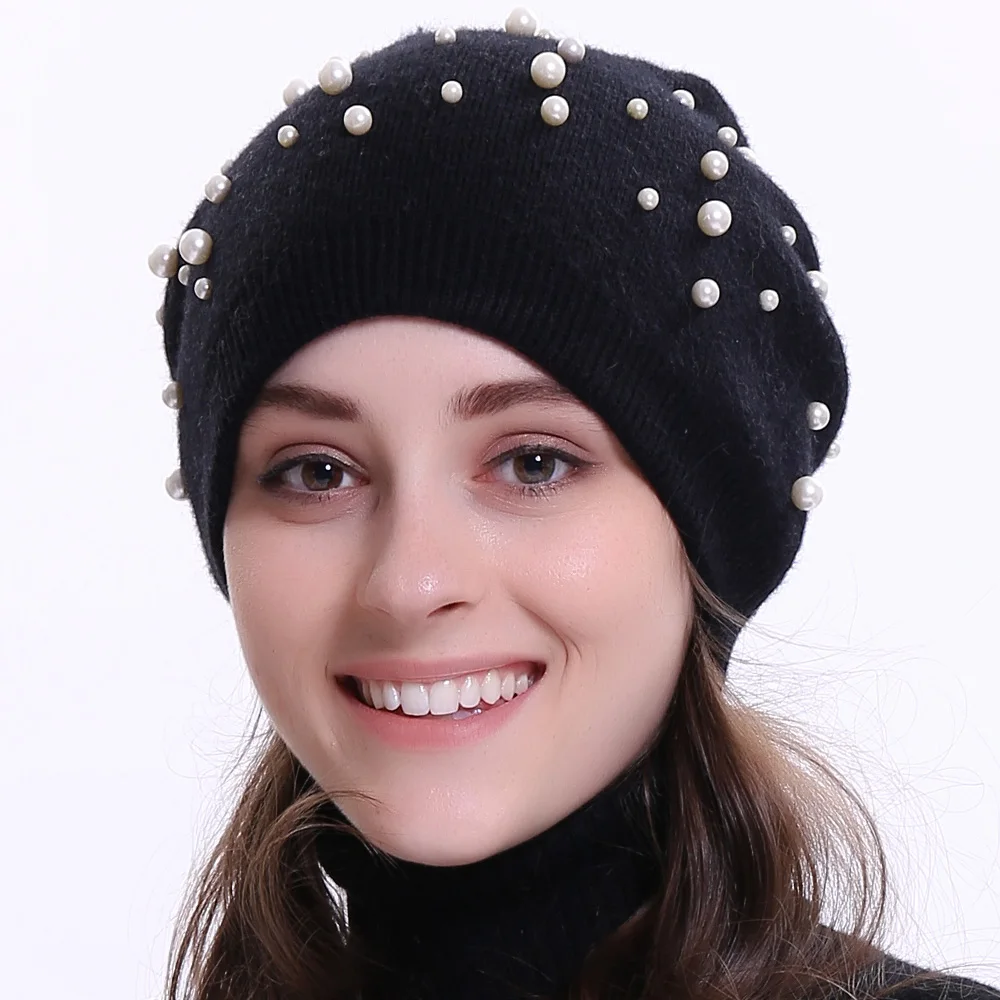 Womens Winter Beanies Glitter Sequins Colorful Knit Faux Fur Pompoms Beanie  Hats Shiny Bling Skull Ski Cap