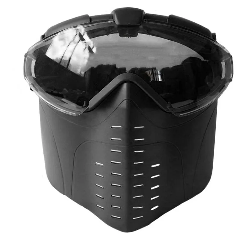 Анти-туман полный лицо тактическая маска с вентиляцией вентилятора пылезащитные очки шлем военный Пейнтбол Охотничьи аксессуары - Цвет: Black