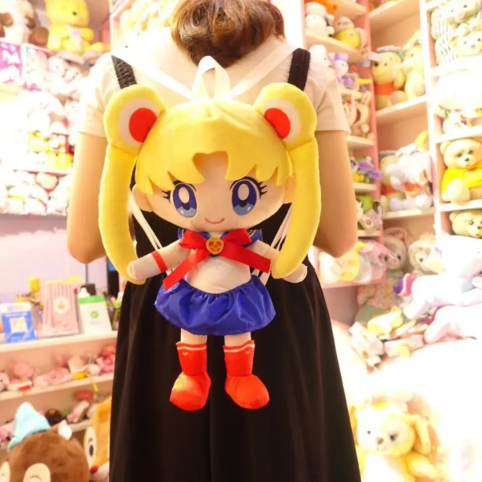 

Hot Sell Sailor Moon Figure Cosplay Toys Sailor Moon Figures Plush Shoulders Backpack Children School Bag Plush pillow backpack