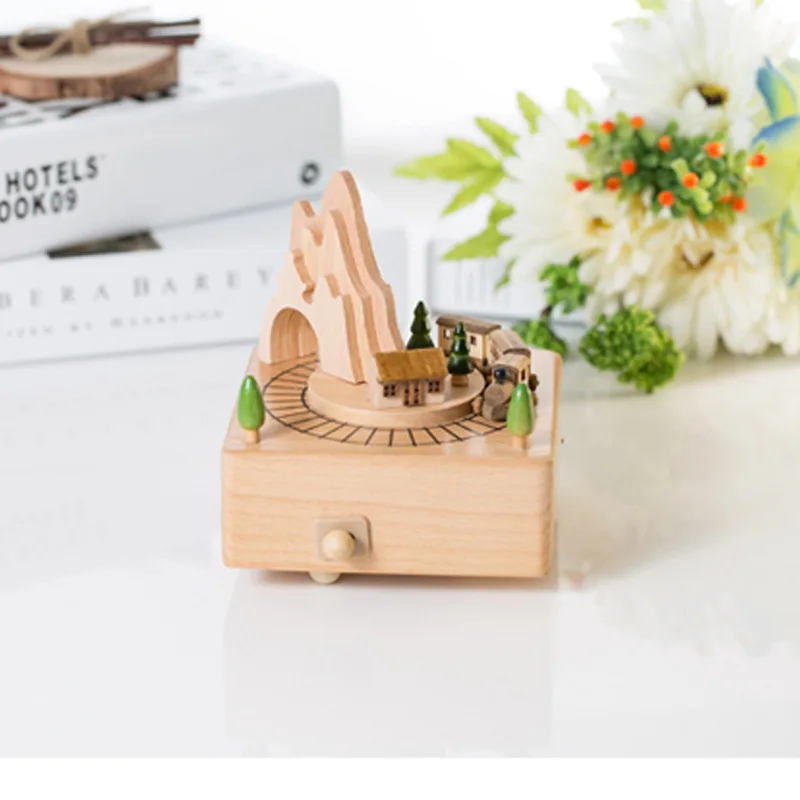 

Beech craft handmade ornaments creative gift wooden music box roller coaster music box girlfriend birthday gift WL5231748
