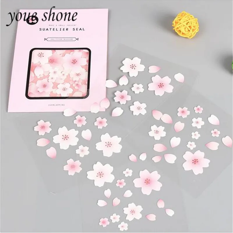 

Youe Shone 4pcs/pack Cherry Blossom Account Sticker Japan Creative Diary DIY Sticker Album Sticker For School Student