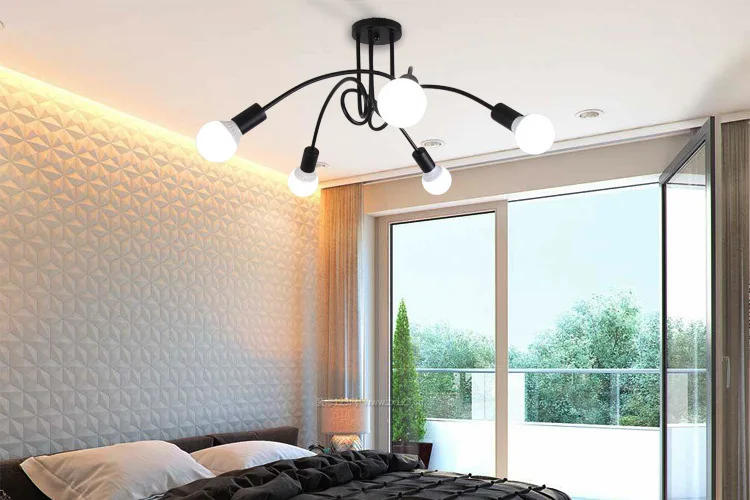 

Personality retro ceiling Lights living room bedroom wrought iron curved Europ style hotel lamps led plafondlamp E27