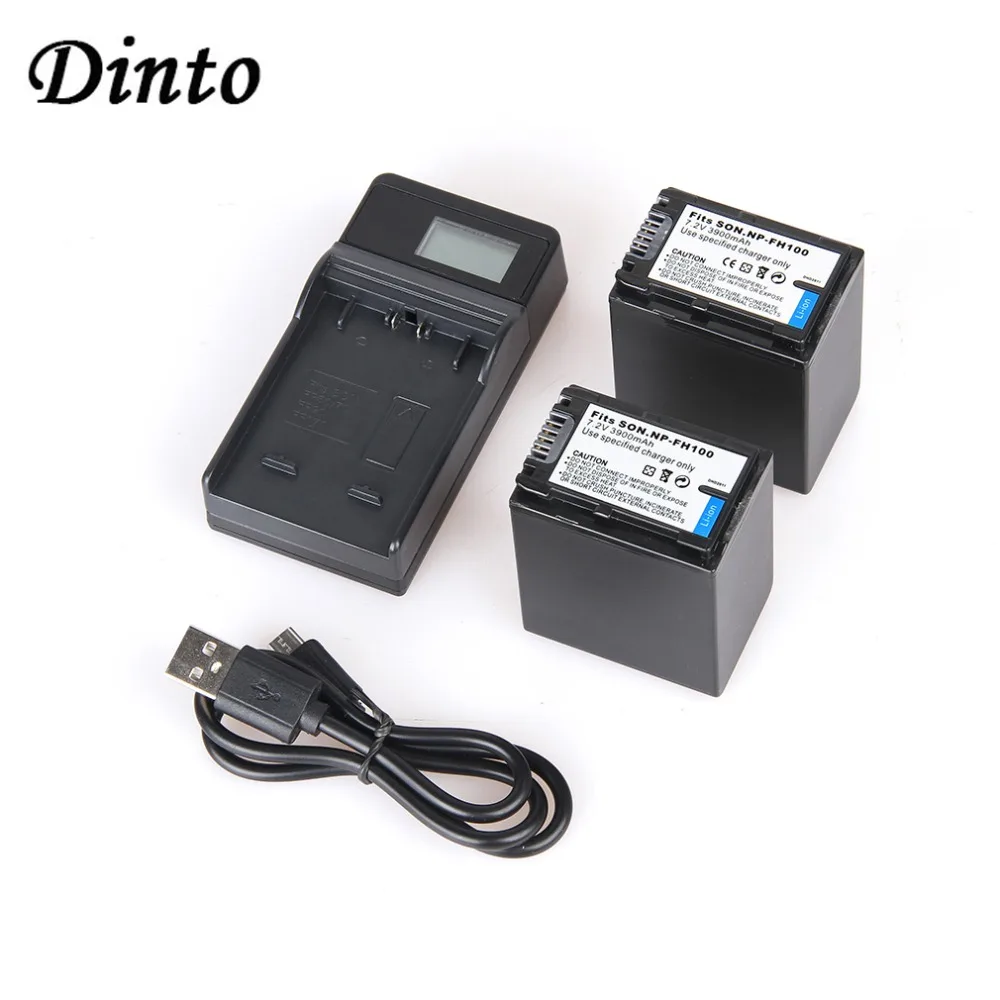 DINTO 2 шт. NP-FH100 NPFH100 NP FH100 батарея для камеры+ ЖК-дисплей USB зарядное устройство для sony DCR SR42E SR12E FH70 FH60 FH50 FH40