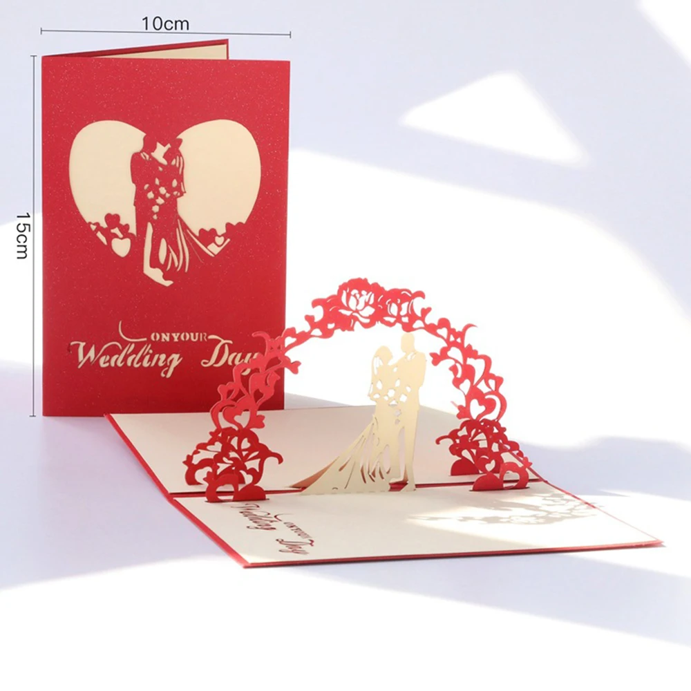  New 3D Pop Up Card Wedding Day Valentine Anniversary Greeting Invitations Cards Elegant Favor Envel - 32963455237