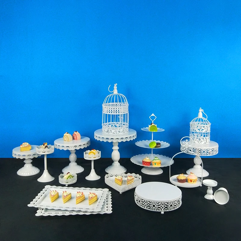 

Tobs White Cupcake Stand Dessert Tray Cake Stand Round Metal