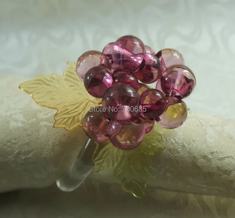 

purple acrylic beaded flower napkin ring, wedding decoration napkin holder,