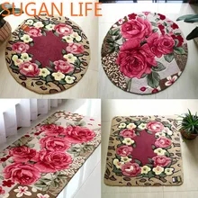 SUGAN LIFE цветочные коврики для комнаты, ковры с принтом сладкой розы, современные ковры для гостиной, дизайнерский потертый стиль, декоративный цветочный ковер