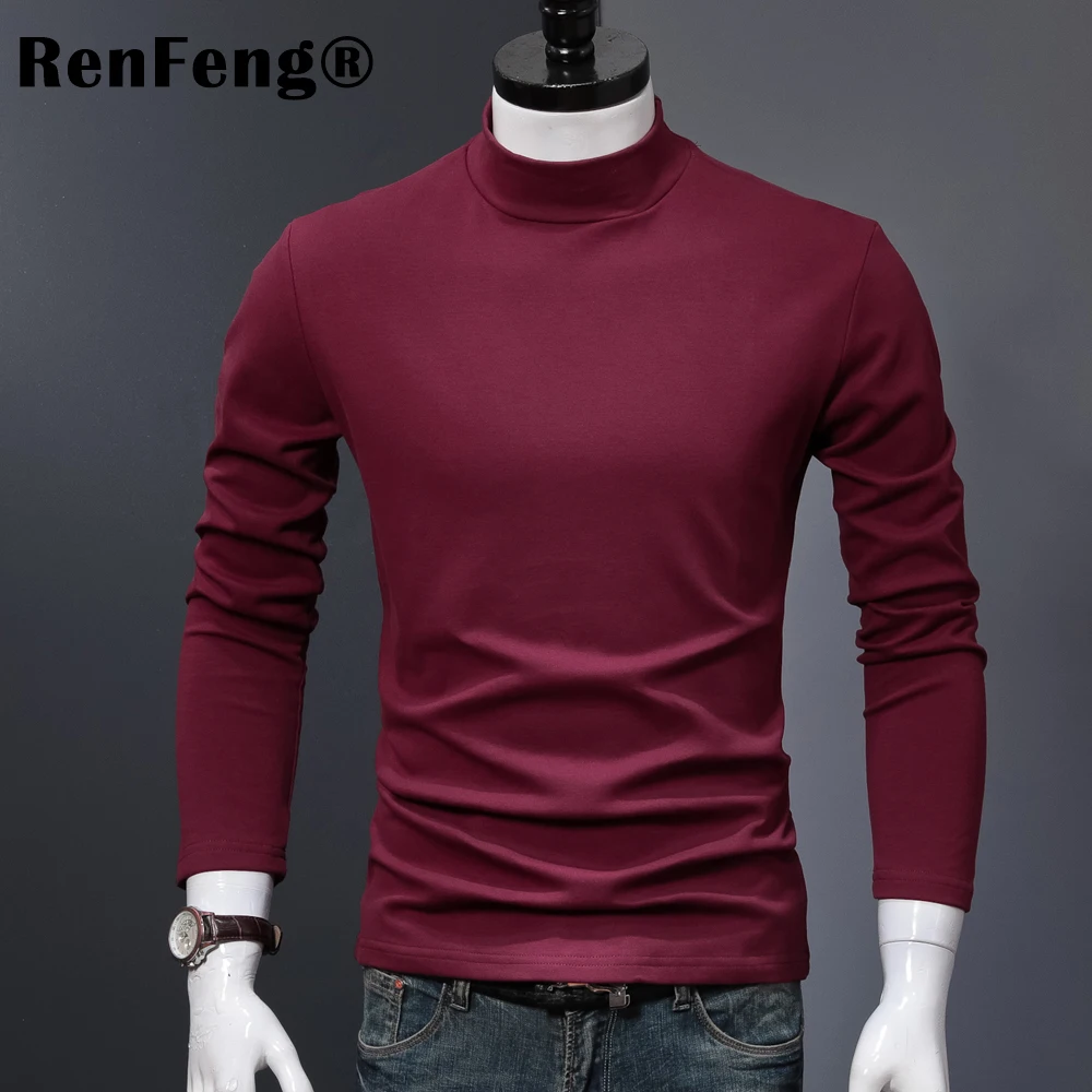 2018 New Fashion Brand Men Clothes Solid Long Sleeve Slim Fit T Shirt Men 95% Lycra Cotton T-Shirt Turtle neck Casual T Shirts (6)