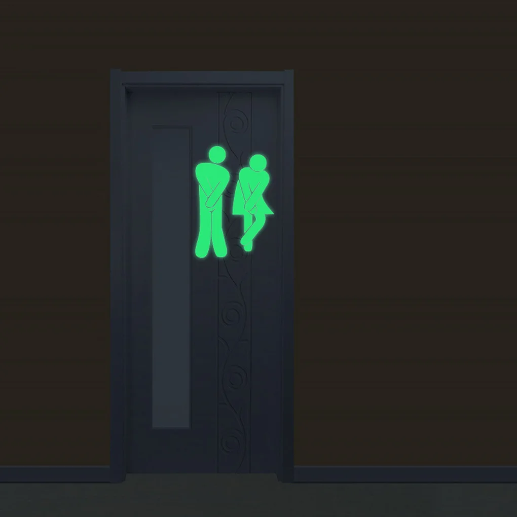 Luminous Bathroom Door Stickers Male Female Figure Toilet Decals Washroom Glowing In Dark Decors Luminous Bathroom Door Stickers Male Female Figure Toilet Decals Washroom Glowing In Dark Decors