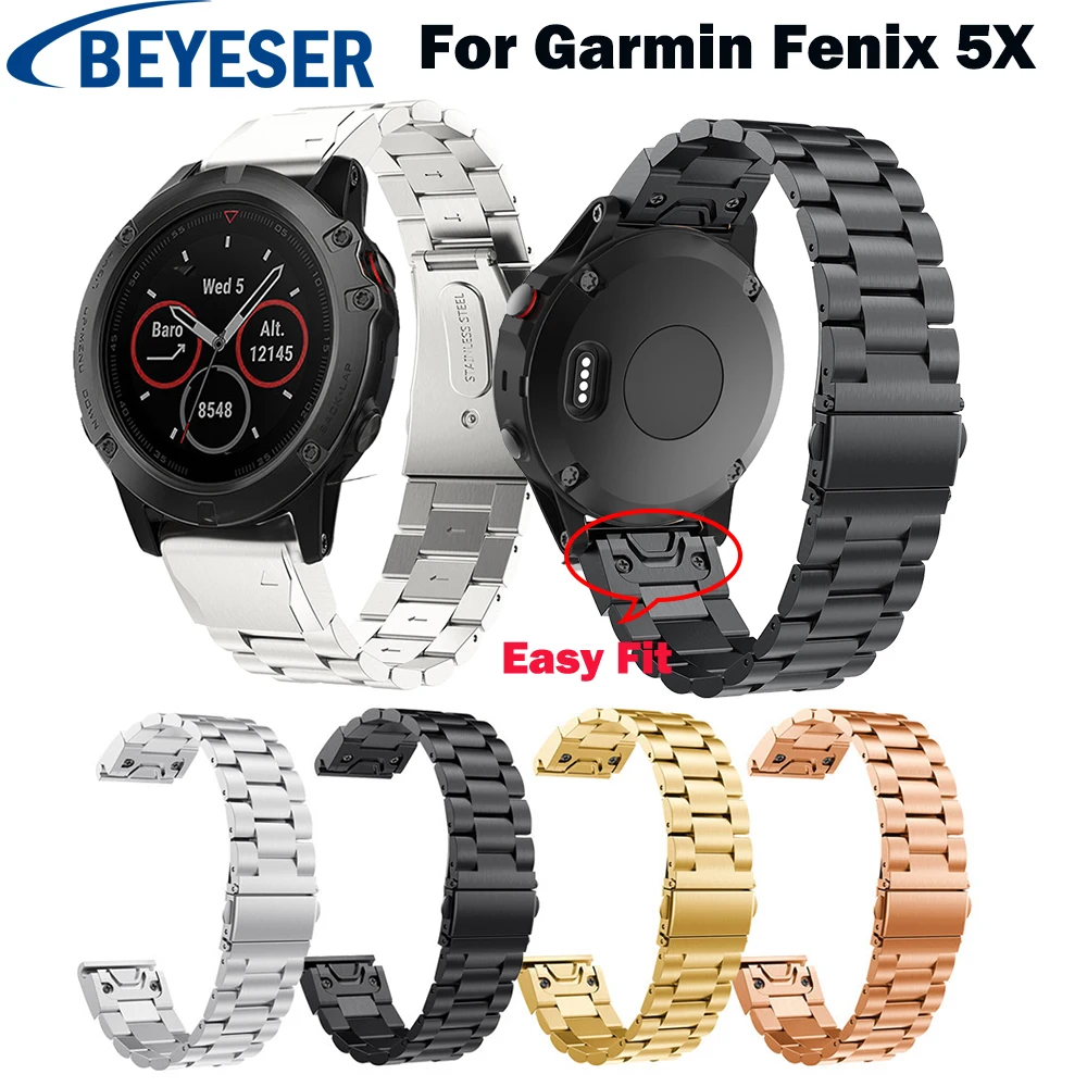 

Metal Stainless Steel Bands for Garmin Fenix 5X/5X Plus Strap Replacement Smart Watch Band Bracelet for Garmin Fenix 3/Fenix 3HR