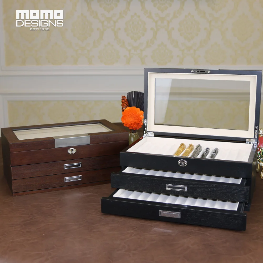 Luxury wooden pen box for 36pcs pen storage case large volume Natrual