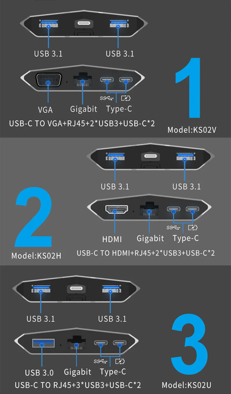 AJIUYU USB C до HDMI конвертер VGA USB-C концентратора Thunderbolt 3 до RJ45 Card Reader PD USB 3,1 для MacBook pro 2016/2017 Тип c аудио