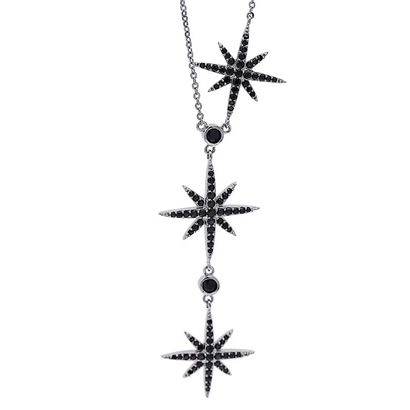 

LuxJuly Free Shipping Women Chain Necklace Eight-Pointed Star Crystal Zircon Necklaces