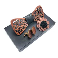 Деревянный галстук Брошь запонки модный деревянный галстук-бабочка свадьба dinne ручной работы corbata деревянный галстук s Набор шейных Платков