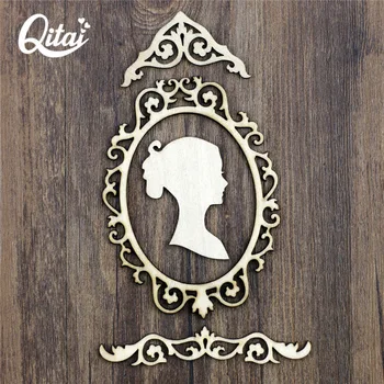 

QITAI 22 Pieces/set Wood Crafts "Fashionable dresser suit for Girl "Gifts DIY scrapbooking Home Decorations Accessories WF282
