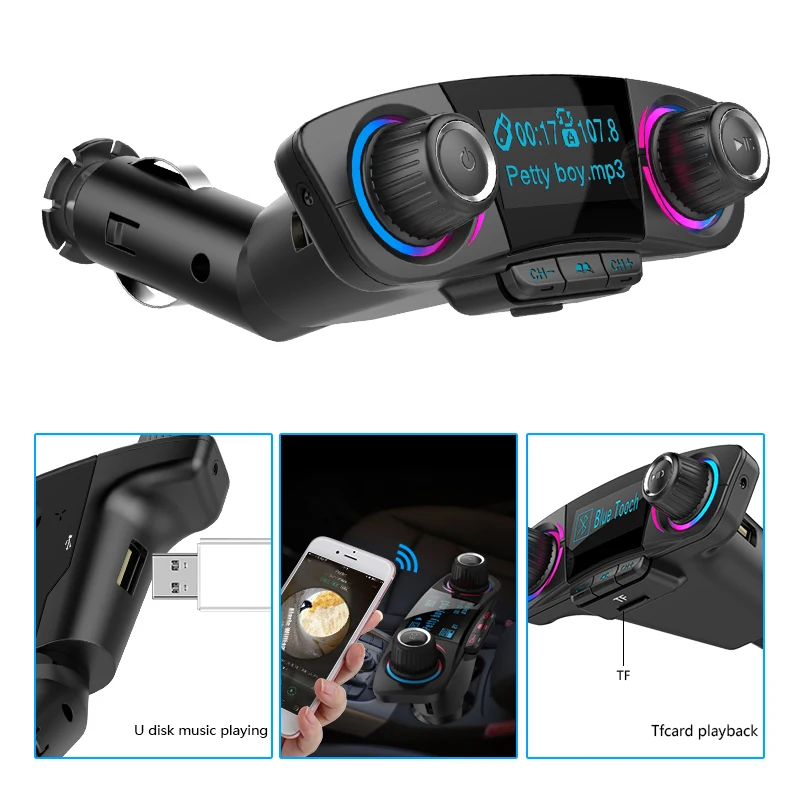ANLUD FM Transmitter Bluetooth Handsfree Car Kit Aux Modulator Radio FM Car Audio TF AUX MP3 Player