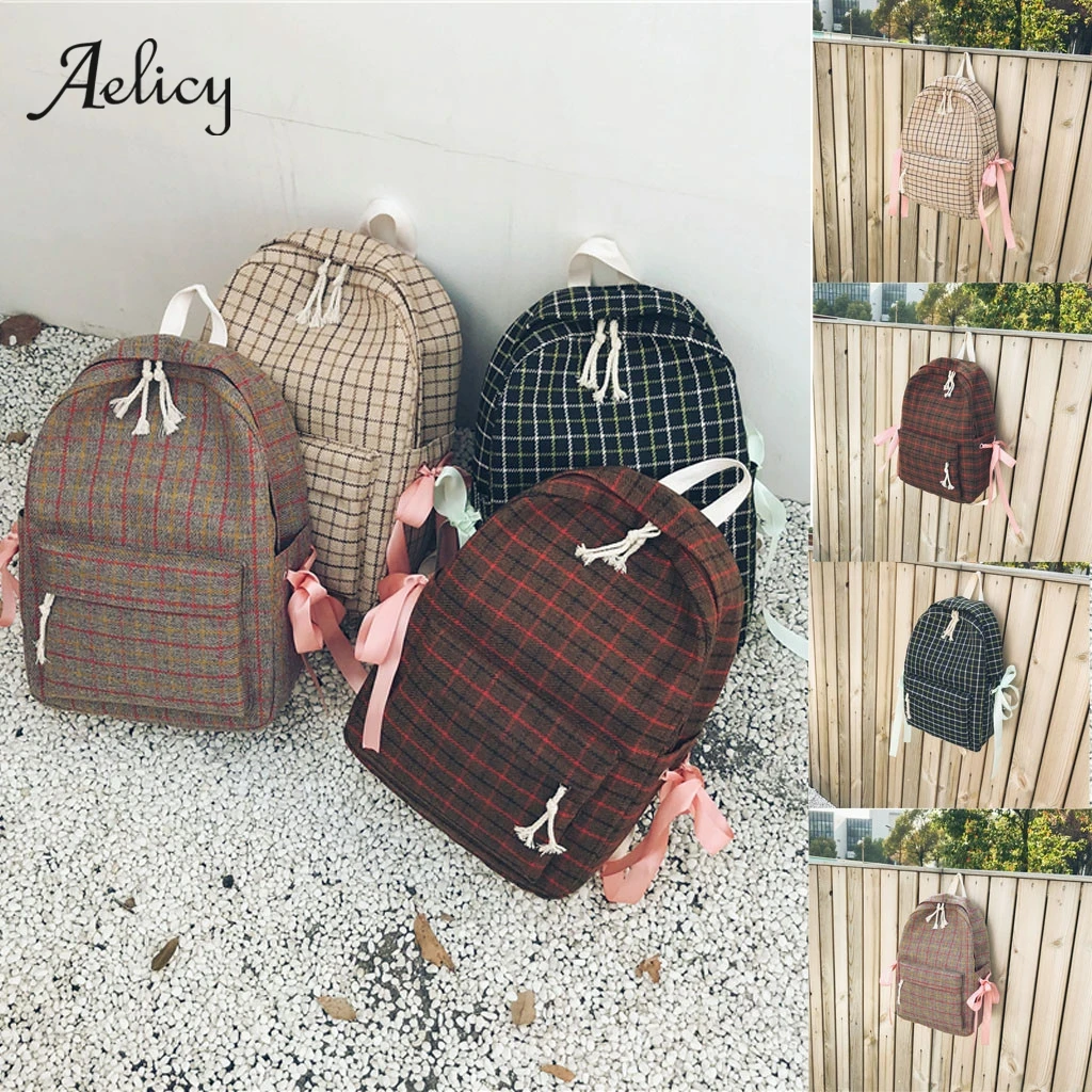 Женский рюкзак Aelicy в клеточку стиле ретро|Рюкзаки| |