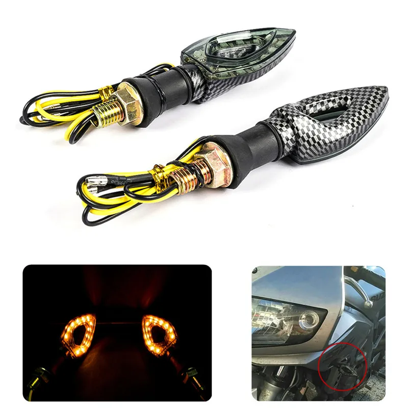 

Motorcycle Flashing LED Turn Signal Light Headlight 12 Led Indicators Blinker Amber Light Lamp Bulb