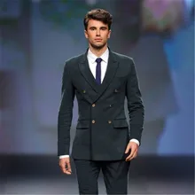 Портной черный смокинг для жениха двубортный 2 шт.(куртка+ брюки+ галстук) Выпускной Masculino Жених Trajes De Hombre Блейзер 238