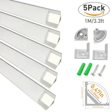 5 шт. 1 м светодиодный алюминиевый профиль V форма с молочным покрытием и концевой крышкой зажимы для 3528 5050 светодиодные ленты установка