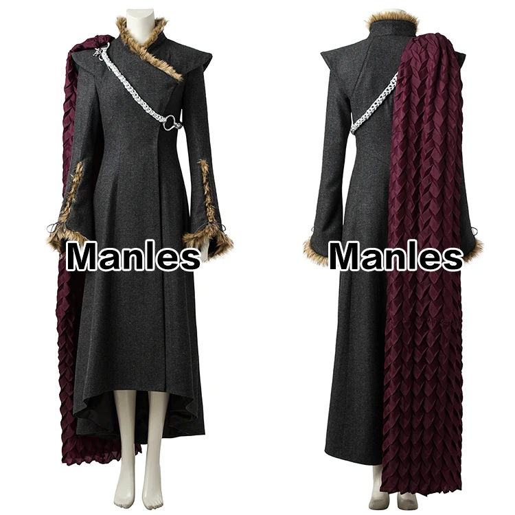 Daenerys Targaryen Cosplay Costume Game of Thrones Season 7 Outfit Fancy Dress Black Clothes Halloween Cloak Boots Adult Women