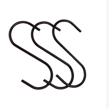 

9 Pcs/lot Black Universal Stainless Steel S type Multi-Purpose hook iron S-Shaped Door Hooks