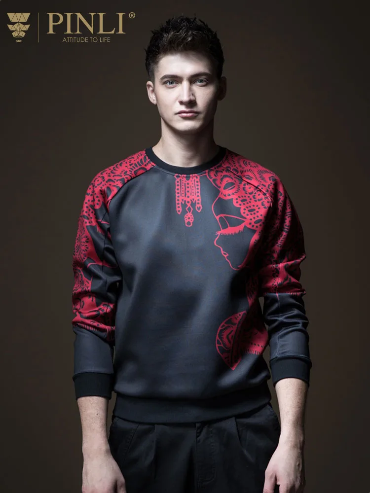

2019 O-neck Moletom New Hot Sale Autumn Round Neck Slim Chinese Paper-cut Element Color Matching Casual Men's Hoody B183109098