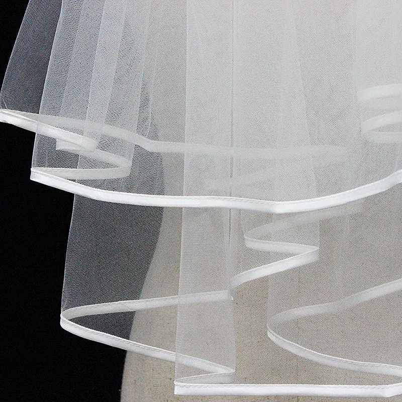 Элегантные короткие женские фаты один слой 75 см с расческой Белый Кот Фата для новобрачных бисера Край Тюль свадебная фата