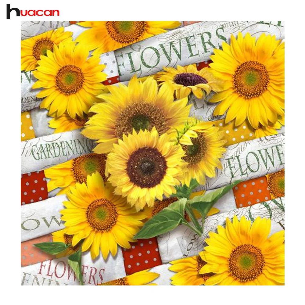 

HUACAN Diamond Embroidery Sunflower 5D Diy Diamond Painting Cross Stitch Flower Full Round Rhinestone Handwork Crafts Home Decor