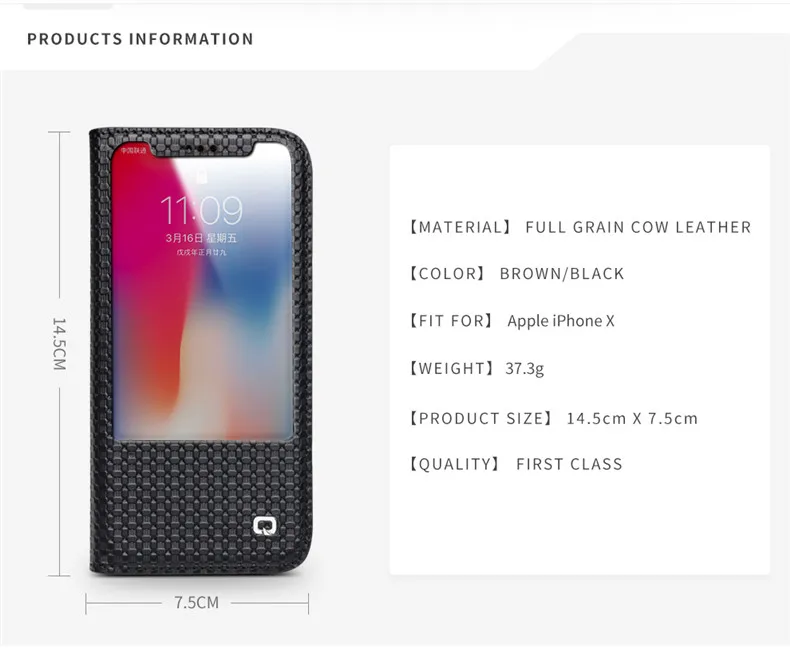 QIALINO, чехол для iPhone 8, Модный узор, натуральная кожа, чехол для iPhone 8 X, чехол, умный, с окошком, с откидной крышкой