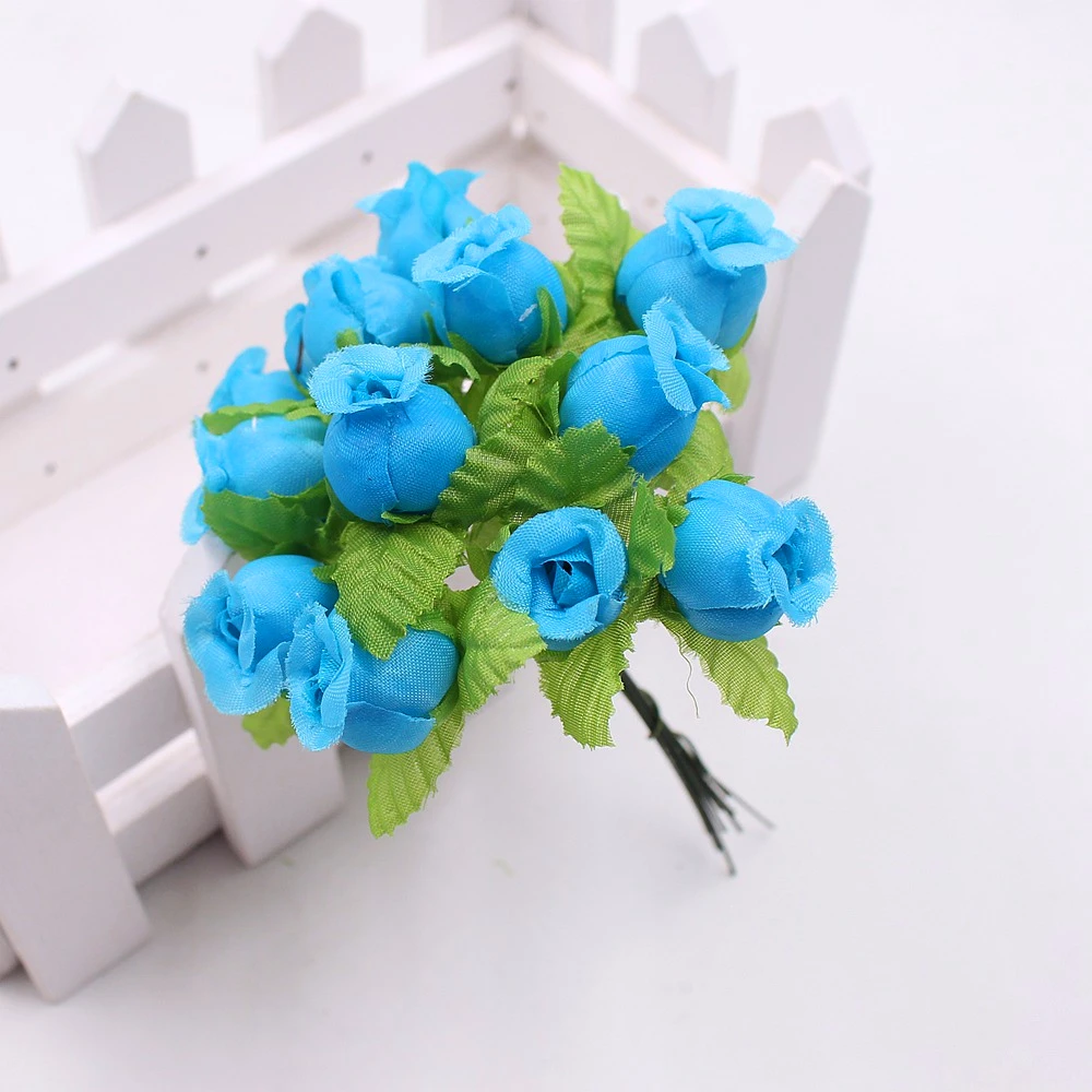 12 шт./лот, мини букет роз, шелковые искусственные цветы для свадьбы, дома, венок, подарок для рукоделия, скрапбук, искусственные цветы, украшение