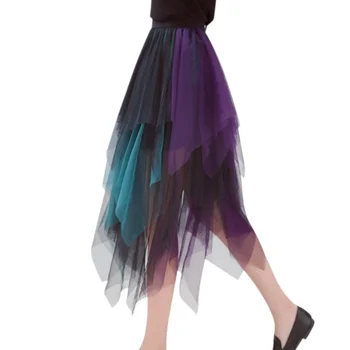 

Fashion Irregular Hem Women Mesh Multiple Layers Ball Gown Skirt Beach Skirt Summer Skirts