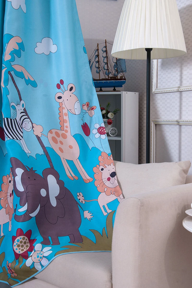 Мультяшные шторы для животных, для детей, для мальчиков и девочек, со слоном, львом, жирафом, для детской комнаты, занавески WP332C